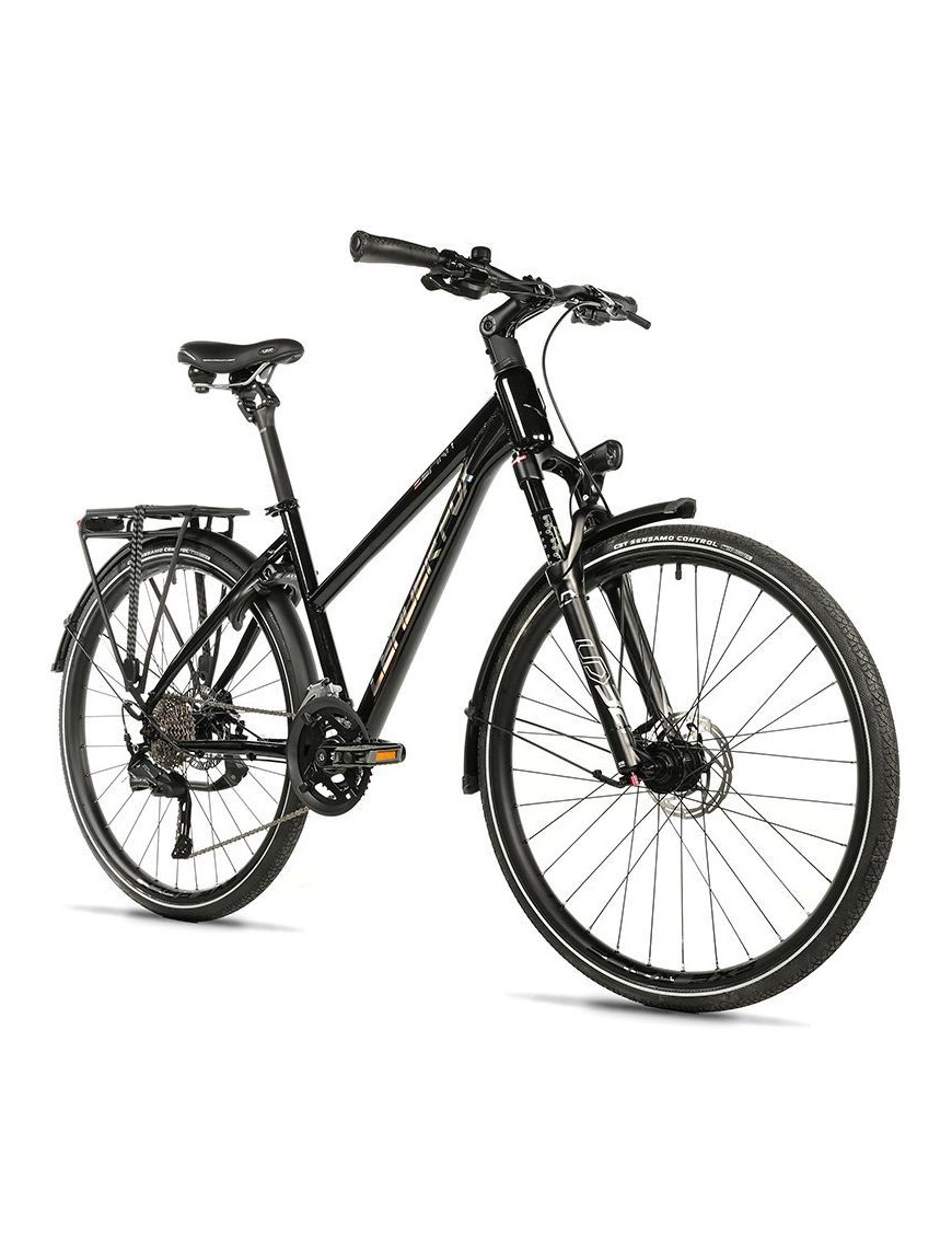 VELO MUSCULAIRE VTC 28 LEADER FOX ESPIRIT 2025 FEMME NOIR 9V CADRE ALU 20 POUCES (TAILLE ADULTE 178 à 185 cm)