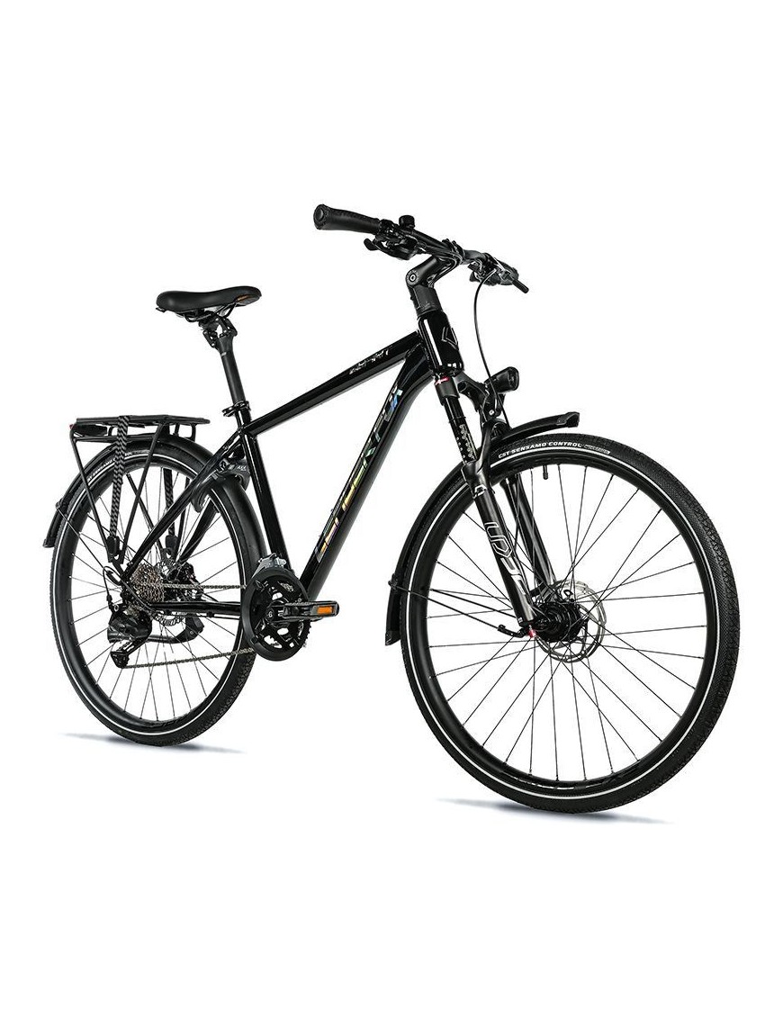 VELO MUSCULAIRE VTC 28 LEADER FOX ESPIRIT 2025 HOMME NOIR 9V CADRE ALU 20,5 POUCES (TAILLE ADULTE 183 à 190 cm)