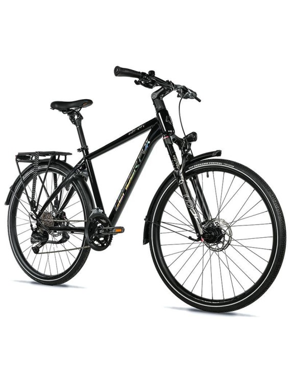 VELO MUSCULAIRE VTC 28 LEADER FOX ESPIRIT 2025 HOMME NOIR 9V CADRE ALU 20,5 POUCES (TAILLE ADULTE 183 à 190 cm)