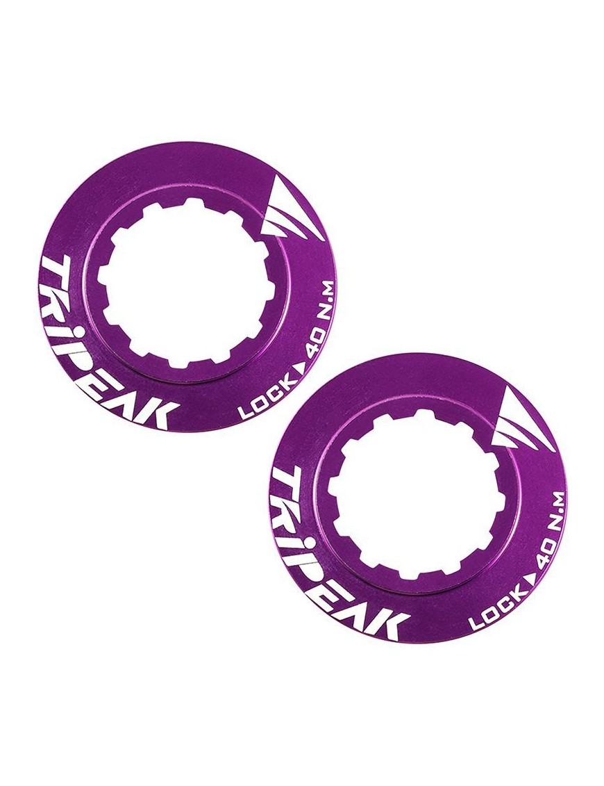 ECROU DISQUE DE FREIN CENTER LOCK TRIPEAK ALUMINIUM ULTRA LEGER 7g VIOLET - SERRAGE INTERNE (VENDU A LA PAIRE)