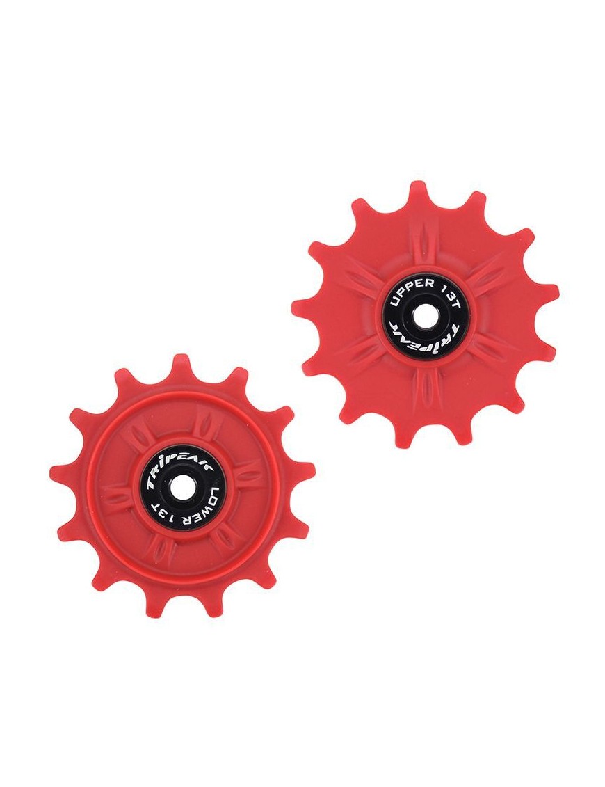GALET DERAILLEUR GRAVEL-VTT TRIPEAK 13-13 DENTS G5 CERAMIQUE 11V. SHIMANO GRX-XT (GRX 812 - 817 - XTM8000) ROUGE (BLISTER DE 2)