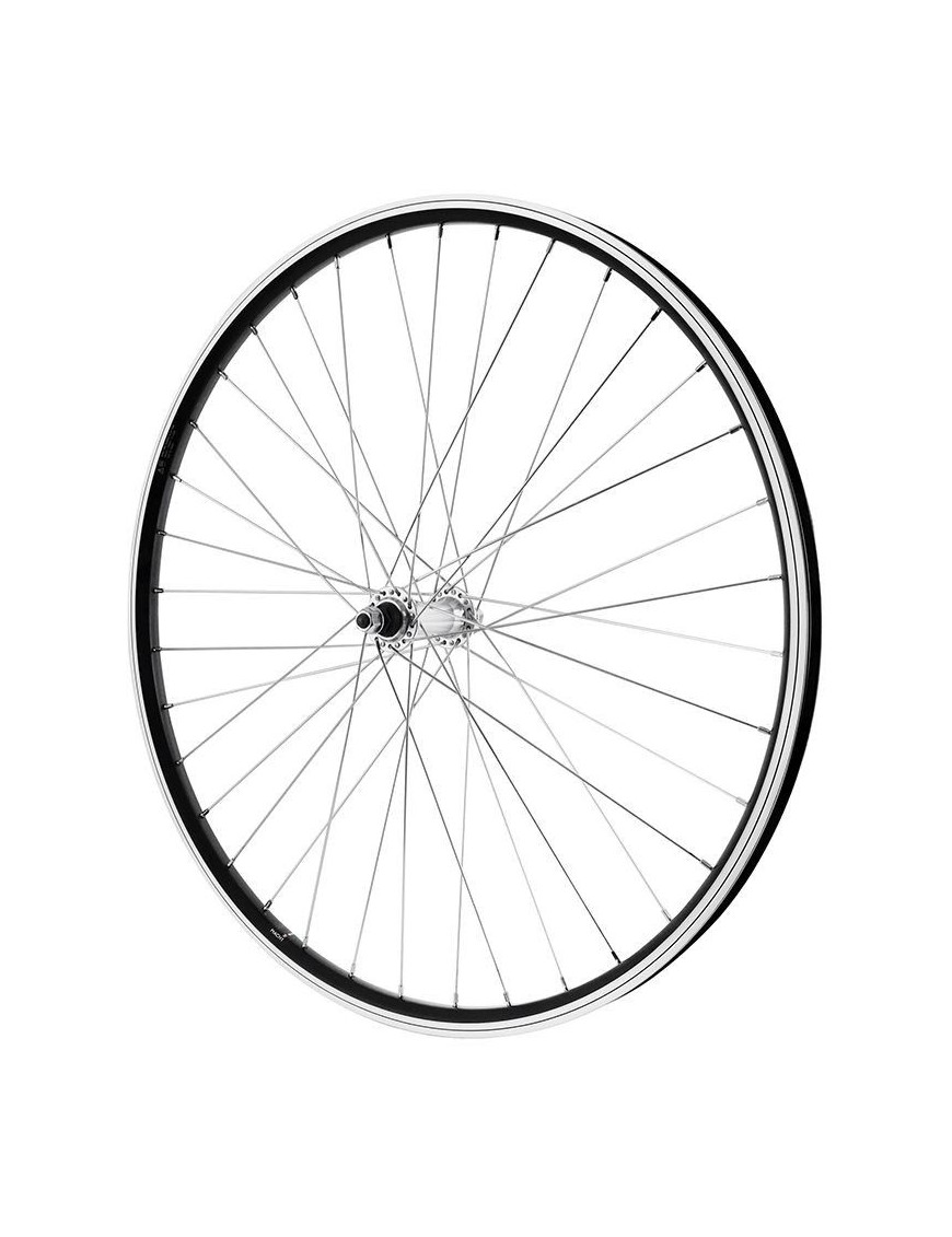 ROUE VTT PATIN 27.5" ER10 AVANT MOYEU ALU AXE PLEIN  (VENDU AVEC ECROU M9) JANTE 19C NOIR 36 RAYONS ARGENT