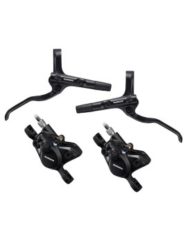 FREIN A DISQUE VTT HYDRAULIQUE SHIMANO MT200 AVANT+ARRIERE NOIR DURITE 900+1700MM (SANS DISQUE) (KIT EN BOITE) - PLAQUETTE RESI