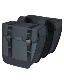 SACOCHE ARRIERE VELO DOUBLE BASIL TOUR 28L NOIR (29,5x14x29,5cm) FIXATION PORTE BAGAGE
