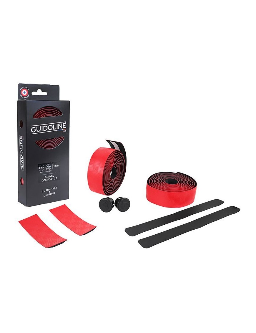 RUBAN DE GUIDON - CINTRE VELOX GRAVEL CONFORT 2,5mm ROUGE - GUIDOLINE