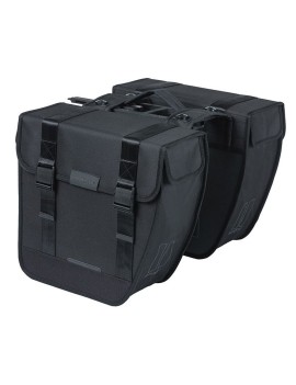 SACOCHE ARRIERE VELO DOUBLE BASIL TOUR 28L NOIR (34x14x34cm) FIXATION PORTE BAGAGE FIXATION SYSTEME MIK (COMPATIBLE AVEC 157030