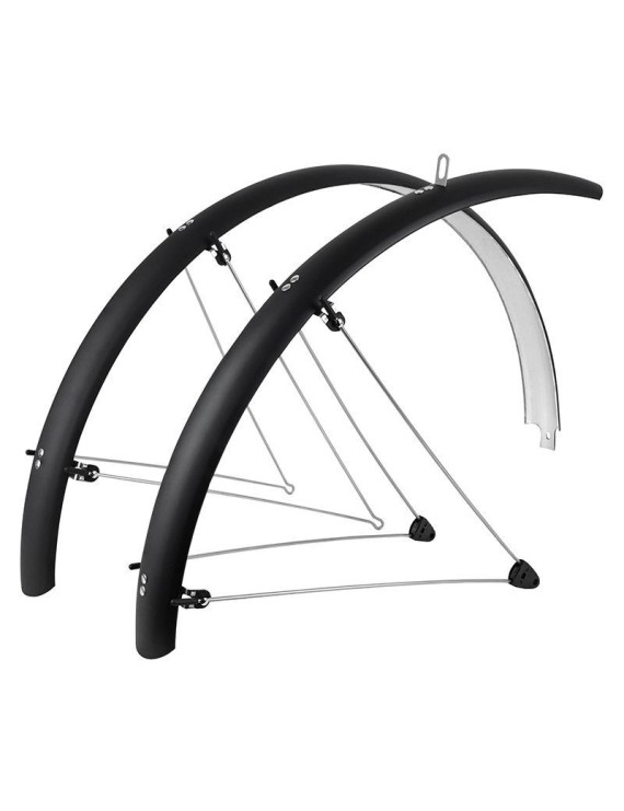GARDE BOUE CITY-VTC TRINGLES 28'' STRONGLIGHT TOUR 54mm NOIR MAT (PAIRE) AVEC FIXATION CLASSIC TRINGLES INOX