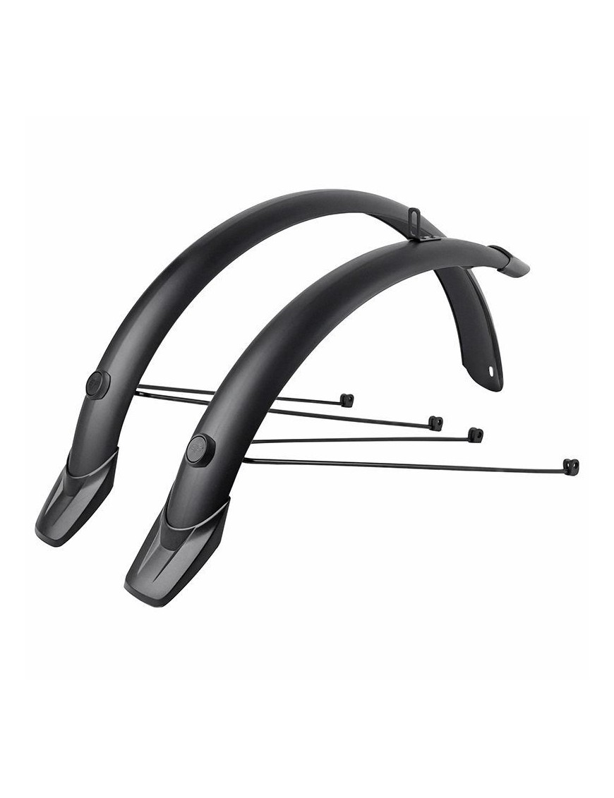 GARDE BOUE TRINGLES 20'' EUROFENDER TEMPO ARRONDI 58mm NOIR MAT (PAIRE) AVEC FIXATION DOUBLES TRINGLES AMOVIBLES NOIRES