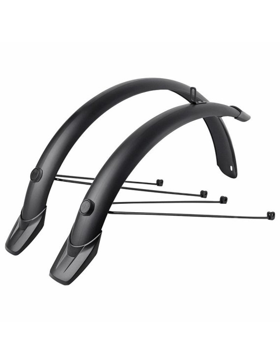 GARDE BOUE TRINGLES 20'' EUROFENDER TEMPO ARRONDI 58mm NOIR MAT (PAIRE) AVEC FIXATION DOUBLES TRINGLES AMOVIBLES NOIRES