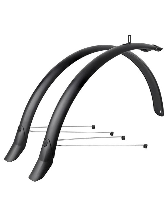 GARDE BOUE CITY-VTC TRINGLES 28'' EUROFENDER LAMPO 58mm NOIR MAT (PAIRE) AVEC FIXATION CLASSIC TRINGLES ARGENT