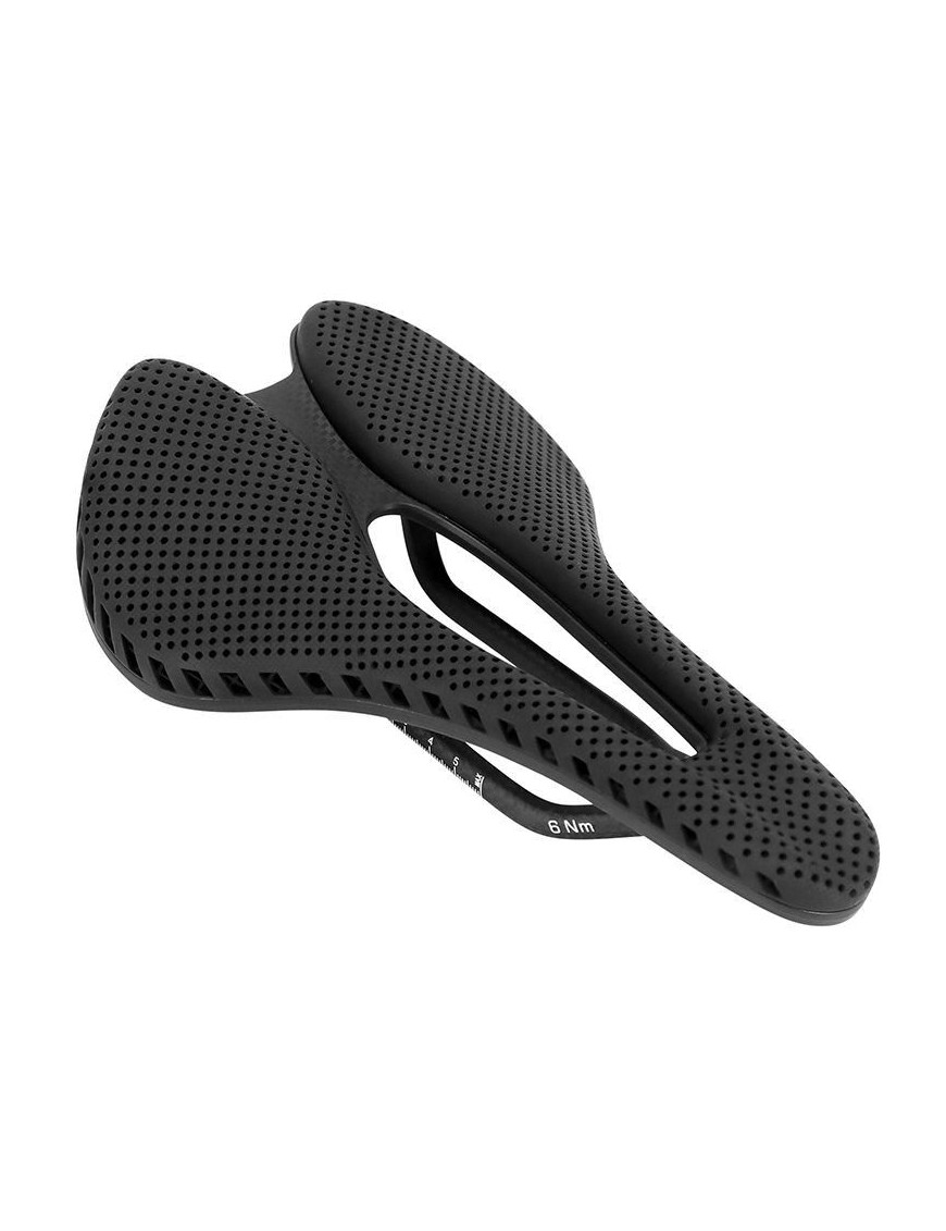 SELLE 3D CARBONE T800 NOIR OUVERTE 245x155 RAIL CARBONE MAT POIDS 220g (POIDS MAX 90kgs)  -NEWTON-