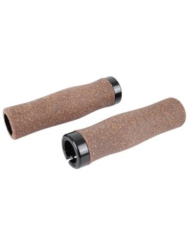POIGNEE VTC - CITY NEWTON EFFET LIEGE MARRON LOCK ON NOIR L131mm AVEC BOUCHON NOIR (PAIRE)