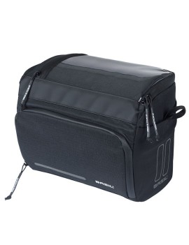 SACOCHE DE CINTRE-GUIDON VELO BASIL SPORT 7-8L NOIR GRAPHITE FIXATION CLIP COMPATIBLE BASIL ET KLICKFIX (28x20x20cm) (FIXATION 