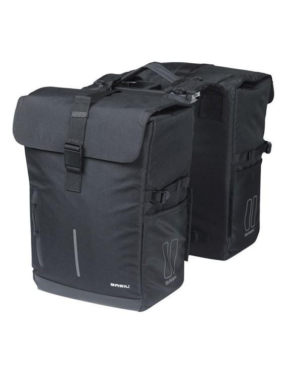 SACOCHE ARRIERE VELO DOUBLE BASIL MOVE 30L NOIR (16x27x38cm) FIXATION MIK 2.0 (INCLUS)