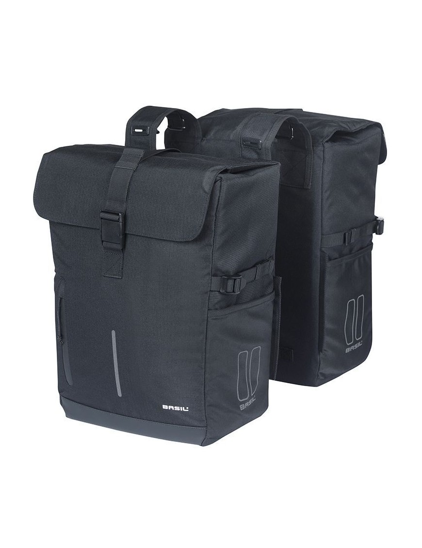 SACOCHE ARRIERE VELO DOUBLE BASIL MOVE 30L NOIR (16x27x38cm) COMPATIBLE SYSTEME MIK 2.0 (FIXATION NON INCLUS)