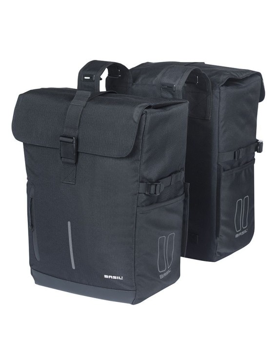 SACOCHE ARRIERE VELO DOUBLE BASIL MOVE 30L NOIR (16x27x38cm) COMPATIBLE SYSTEME MIK 2.0 (FIXATION NON INCLUS)