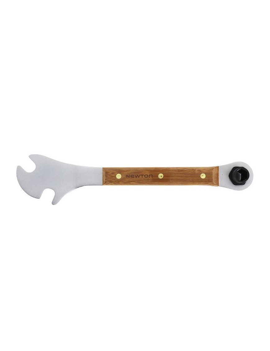 OUTIL CLE A PEDALE WOOD 15mm + DOUILLE 14 & 15 MM MANCHE BOIS NEWTON
