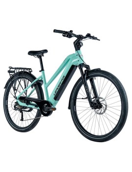 VELO ELECTRIQUE-VAE VTC 29 LEADER FOX SANDY FEMME VERT D'EAU BRILLANT 9V MOTEUR ROUE AR BAFANG 36V 45Nm BATTERIE 20Ah (20'' - H