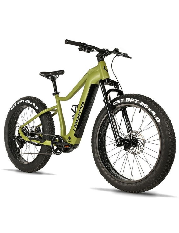 VELO ELECTRIQUE-VAE VTT FAT BIKE 26 LEADER FOX BRAGA VERT OLIVE 9V MOTEUR CENTRAL BAFANG M510 36V 95Nm BATTERIE 23,2Ah (18'' - 