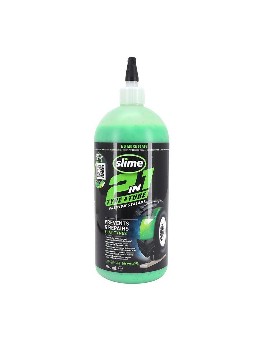 PREVENTIF ANTI-CREVAISON SLIME 2 EN 1 POUR CHAMBRE A AIR ET PNEU TUBELESS (946ml)