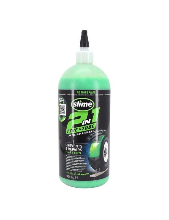 PREVENTIF ANTI-CREVAISON SLIME 2 EN 1 POUR CHAMBRE A AIR ET PNEU TUBELESS (946ml)