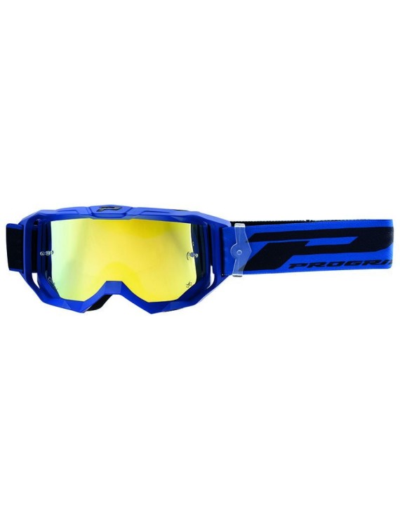 MASQUE-LUNETTES CROSS PROGRIP 3300 FL VISION GO MULTILAYERED BLEU MAT ECRAN MIROIR JAUNE ANTI-RAYURES-ANTI U.V.-ANTI-BUEE (HOMO