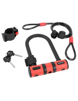 ANTIVOL VELO U NEWTON DIAM 13 MM AVEC CABLE AVEC SUPPORT NOIR-ROUGE (2 CLES)  -NIVEAU SECURITE 6-