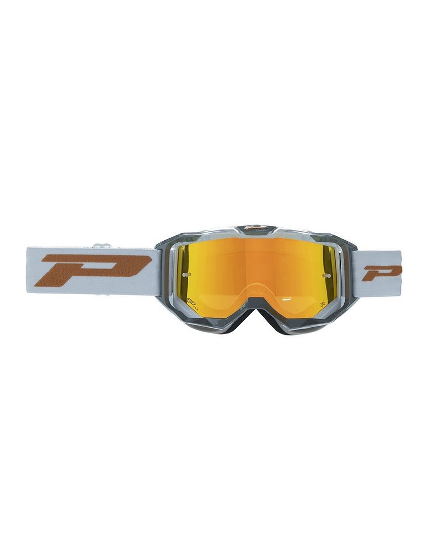 MASQUE-LUNETTES CROSS PROGRIP 3303 FL VISTA MULTILAYERED GRIS FONCE-GRIS ECRAN MIROIR ORANGE ANTI-RAYURES-ANTI U.V.-ANTI-BUEE (