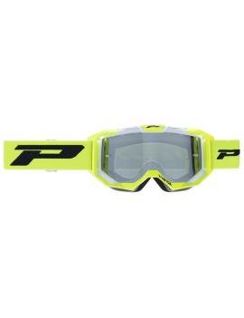 MASQUE-LUNETTES CROSS PROGRIP 3303 FL VISTA MULTILAYERED JAUNE FLUO-BLANC ECRAN MIROIR ARGENT ANTI-RAYURES-ANTI U.V.-ANTI-BUEE 