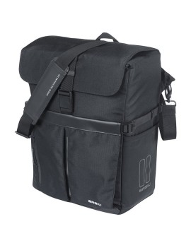 SACOCHE ARRIERE VELO LATERALE SAC BANDOULIERE BASIL MOVE COMMUTER NOIR DROIT-GAUCHE 15L FIXATION MIK HOOKS POUR PORTE BAGAGE