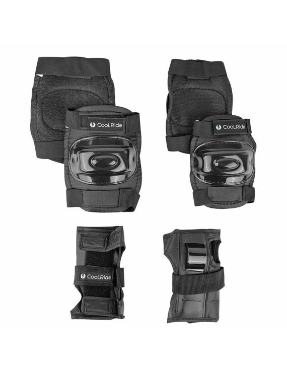 PROTECTION GENOUILLERES - COUDIERES ET POIGNETS COOLRIDE NOIR (KIT 6 PIECES) POUR VELO - ROLLER - SKATE