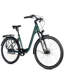 VELO MUSCULAIRE CITY BIKE 28 LEADER FOX ESCALANTE 2025 MIXTE VERT BRILLANT NEXUS 8V COURROIE (16,5'' - H42cm - TAILLE  S - POUR
