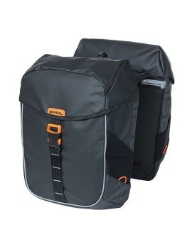 SACOCHE ARRIERE VELO DOUBLE BASIL MILES WATERPROOF 34L NOIR-ORANGE POUR SYSTEME MIK 2.0 SUR PORTE BAGAGE (COMPATIBLE AVEC 21172