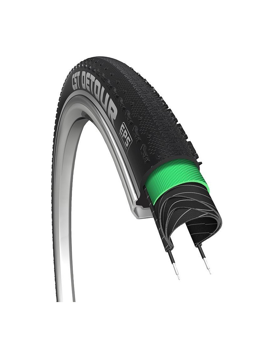 PNEU GRAVEL 700 X 38 CST DETOUR NOIR TR (38-622) -RENFORT ANTI-CREVAISON EPS-