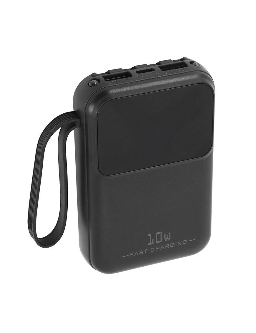 BATTERIE EXTERNE POWER BANK 10000 maH 5V-2,1A NOIR COMPATIBLE IPHONE (RACCORD LIGHTNING, USB TYPE-C, MICRO USB, USB) (CERTIFIE 