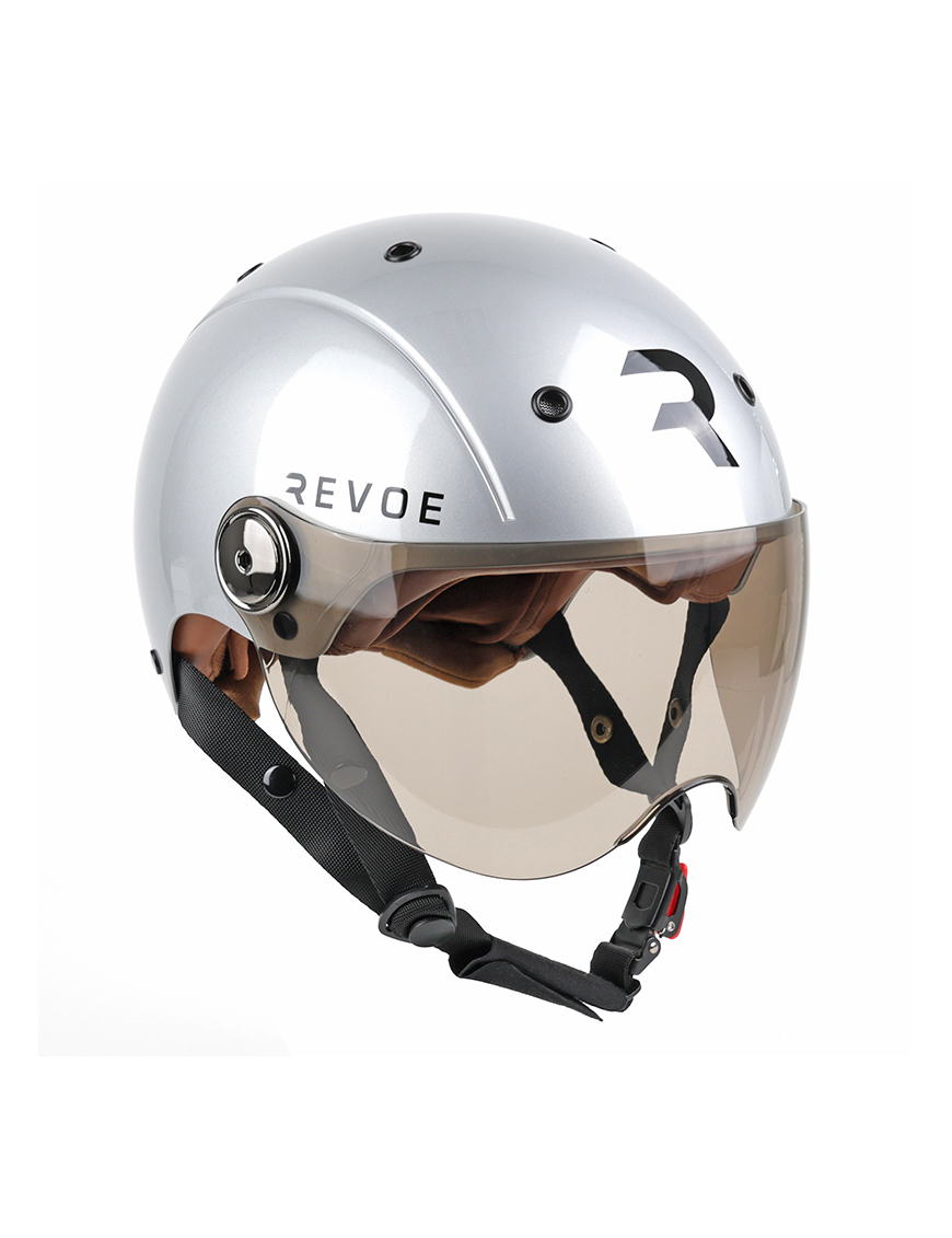 CASQUE VELO ADULTE REVOE PREMIUM URBAIN-CITY GRIS SILVER TAILLE 55-56 VISIERE REGLABLE, PROTECTION OREILLE AMOVIBLE (VENDU EN B