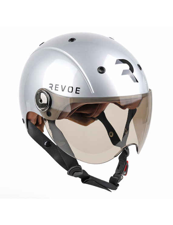 CASQUE VELO ADULTE REVOE PREMIUM URBAIN-CITY GRIS SILVER TAILLE 55-56 VISIERE REGLABLE, PROTECTION OREILLE AMOVIBLE (VENDU EN B