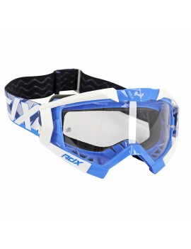MASQUE-LUNETTES CROSS ADX MX BLEU-BLANC ECRAN TRANSPARENT ANTI-RAYURES (HOMOLOGUE EN1938) (+ LIVRE AVEC ECRAN MIROIR)