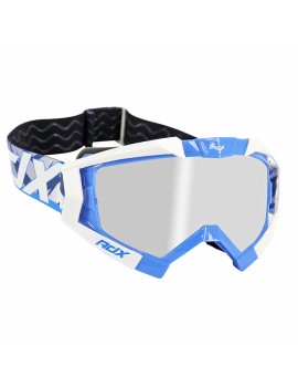 MASQUE-LUNETTES CROSS ADX MX BLEU-BLANC ECRAN TRANSPARENT ANTI-RAYURES (HOMOLOGUE EN1938) (+ LIVRE AVEC ECRAN MIROIR)