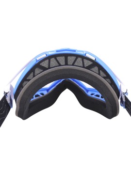 MASQUE-LUNETTES CROSS ADX MX BLEU-BLANC ECRAN TRANSPARENT ANTI-RAYURES (HOMOLOGUE EN1938) (+ LIVRE AVEC ECRAN MIROIR)