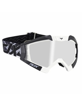 MASQUE-LUNETTES CROSS ADX MX BLANC-NOIR ECRAN TRANSPARENT ANTI-RAYURES (HOMOLOGUE EN1938) (+ LIVRE AVEC ECRAN MIROIR)