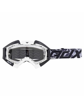 MASQUE-LUNETTES CROSS ADX MX BLANC-NOIR ECRAN TRANSPARENT ANTI-RAYURES (HOMOLOGUE EN1938) (+ LIVRE AVEC ECRAN MIROIR)