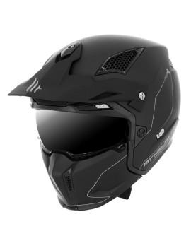 CASQUE TRIAL MT STREETFIGHTER SV UNI NOIR MAT L  SIMPLE ECRAN DARK TRANSFORMABLE AVEC MENTONNIERE AMOVIBLE (LIVRE AVEC UN ECRAN