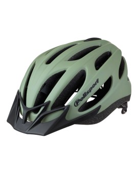 CASQUE VELO CITY ADULTE POLISPORT SPORT FLOW IN-MOLD VERT MAT AVEC VISIERE GRISE TAILLE 58-62 SYSTEM QUICK LOCK
