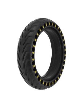 PNEU TROTTINETTE PLEIN ALVEOLE  8.5 X 2.00 NOIR ET JAUNE FLUO - LARGEUR INTERIEUR 34 mm