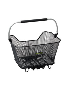 PANIER ARRIERE FIL ACIER RACKTIME BASK IT 23L DELUXE NOIR AVEC ANSE SUR PORTE BAGAGE (45x30x33 cm) - COMPATIBLE SYSTEME RACKTIM