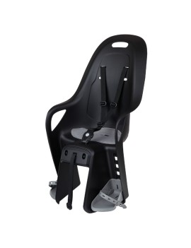 PORTE BEBE-SIEGE ENFANT ARRIERE POLISPORT A FIXER SUR PORTE BAGAGE FIXATION ETAU KOARI NOIR COUSSIN GRIS POUR MIK HD (9 A 22Kgs