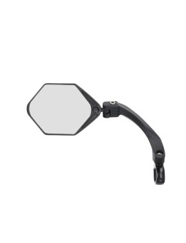 RETROVISEUR VELO GAUCHE COOLRIDE TETE HEXAGONALE ROTATIVE, ORIENTABLE A 180° MIROIR XXL NOIR (FIXATION COLLIER)