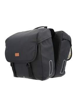 SACOCHE ARRIERE VELO DOUBLE HAPO.G 2x13,5L NOIR (35x34x13cm) - FIXATION SANGLES REGLABLES ET VELCROS SUR PORTE BAGAGE