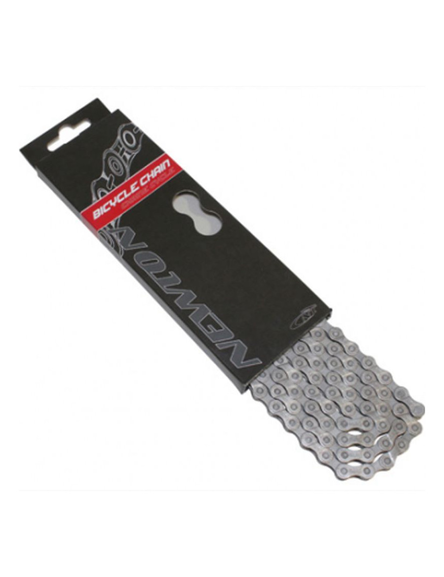 CHAINE VELO  7-8V. NEWTON ARGENT-NOIR 114 MAILLONS AVEC ATTACHE RAPIDE